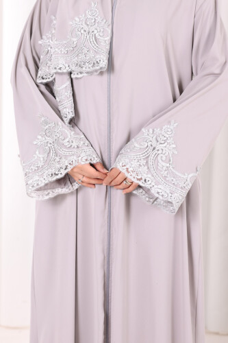 Dantelli Namaz Feracesi 6093 Gri - 5