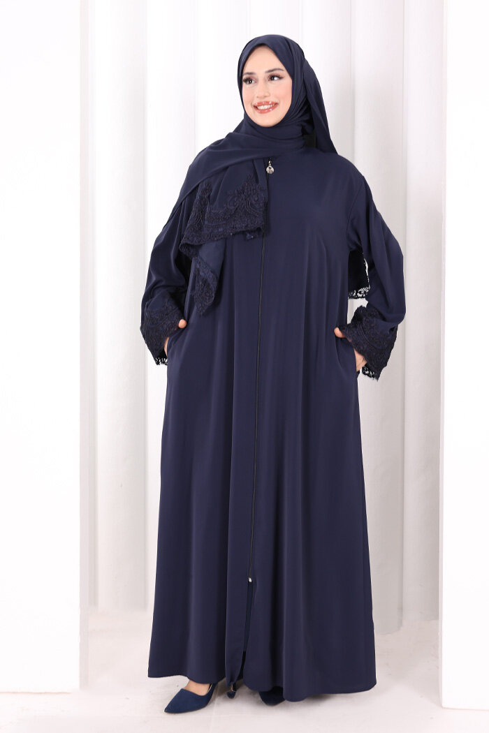 Dantelli Namaz Feracesi 6093 Lacivert - 1