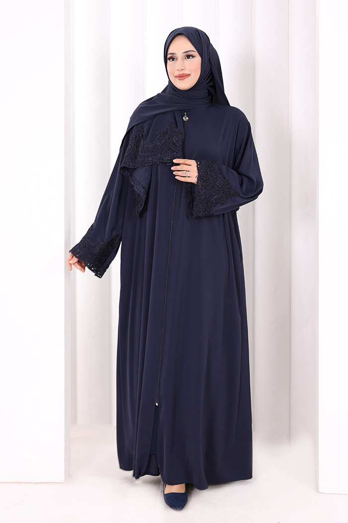 Dantelli Namaz Feracesi 6093 Lacivert - 2