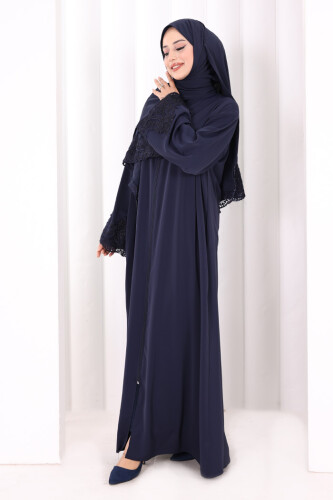Dantelli Namaz Feracesi 6093 Lacivert - 3
