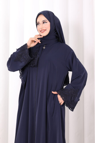 Dantelli Namaz Feracesi 6093 Lacivert - 5