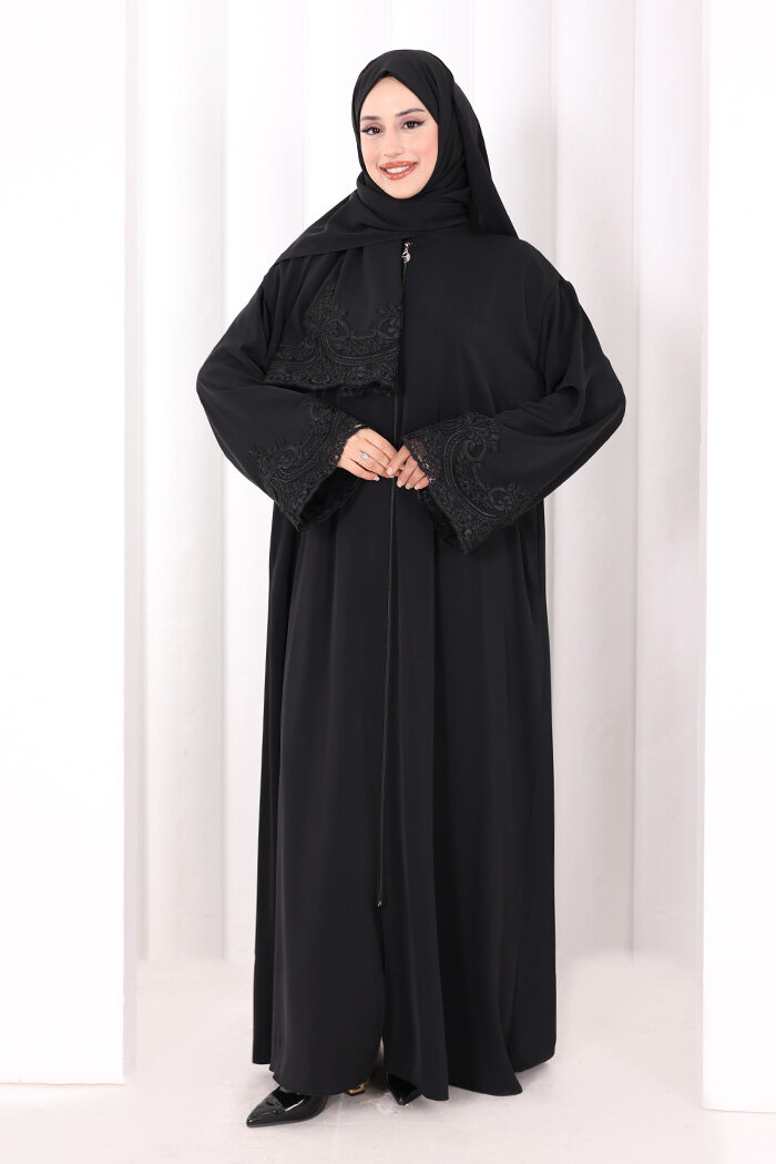 Dantelli Namaz Feracesi 6093 Siyah - 1