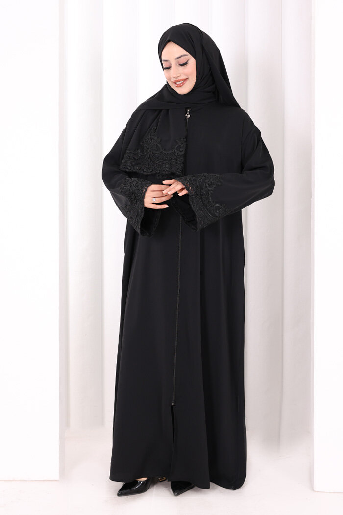 Dantelli Namaz Feracesi 6093 Siyah - 2