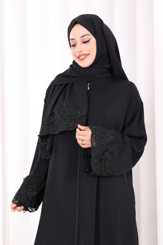 Dantelli Namaz Feracesi 6093 Siyah - 5