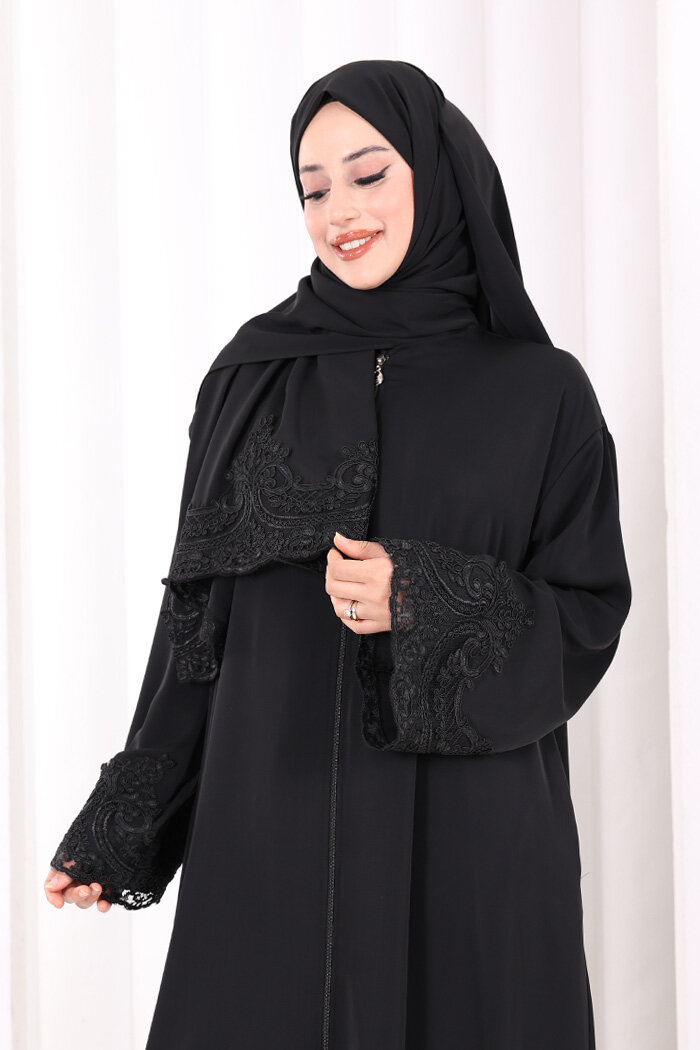 Dantelli Namaz Feracesi 6093 Siyah - 5
