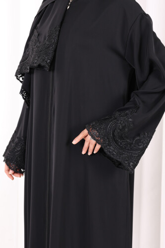 Dantelli Namaz Feracesi 6093 Siyah - 6