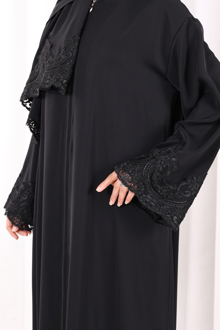 Dantelli Namaz Feracesi 6093 Siyah - 6