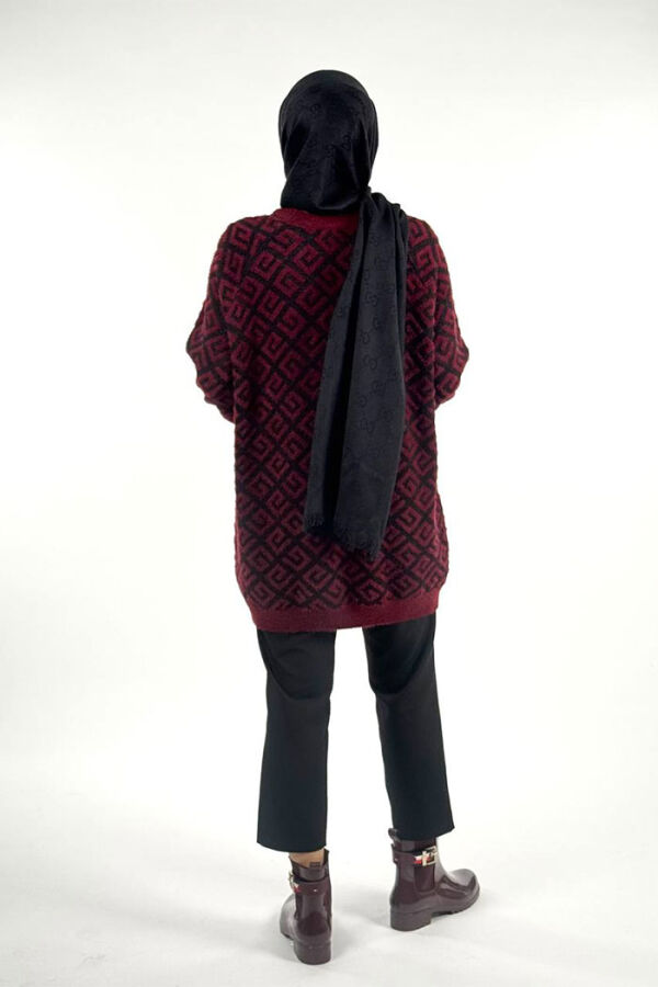 Desenli Bisiklet Yaka Tunik 18326 Bordo - 2