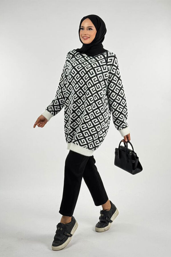 Desenli Bisiklet Yaka Tunik 18326 Ekru - 3