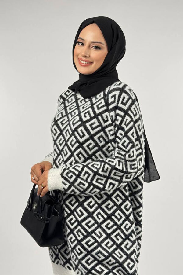 Desenli Bisiklet Yaka Tunik 18326 Ekru - 4