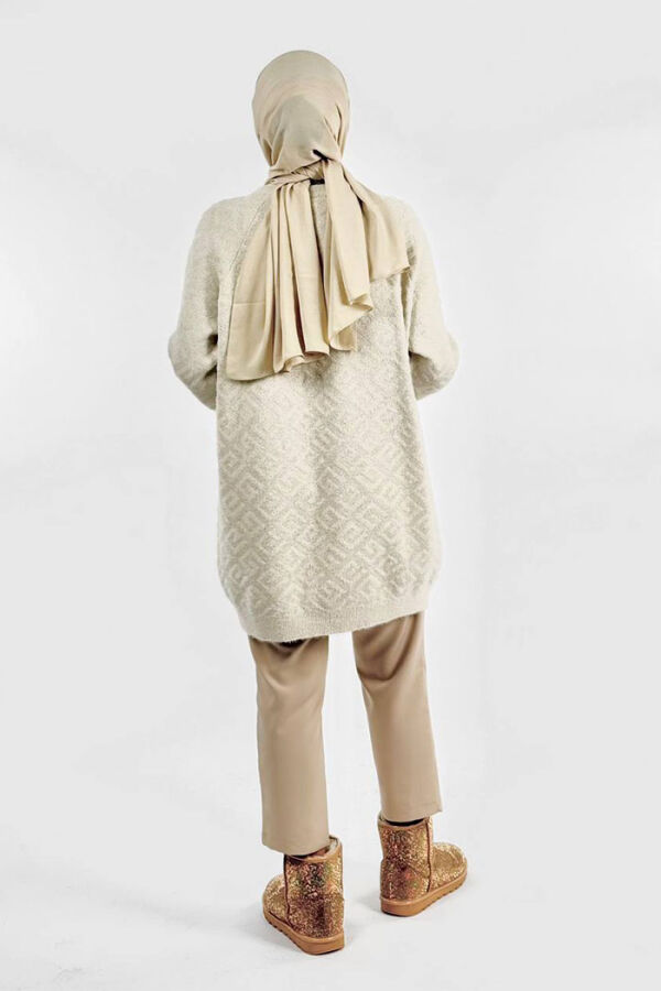 Desenli Bisiklet Yaka Tunik 18326 Taş - 2