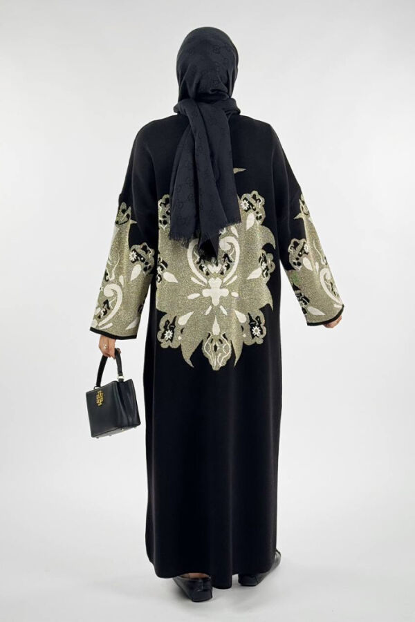 Desenli Fermuarlı Triko Hırka 18320 Siyah - 2