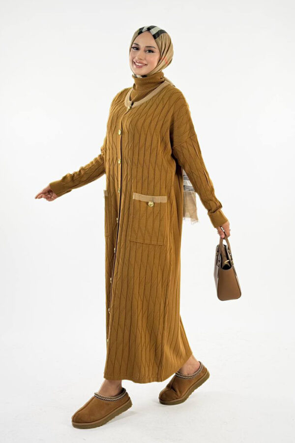 Desenli Triko Hırka 18207 Taba - 3