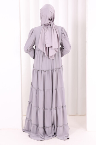 Dubai Katlı Salaş Elbise 6023 Gri - 4