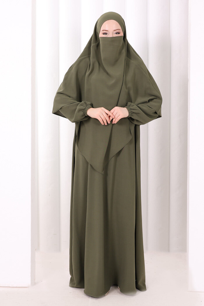Dubai Sufleli Elbise Takım 6044 Haki