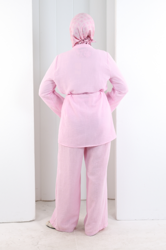 Düğme Detay İkili Takım 8711 Pembe - 4
