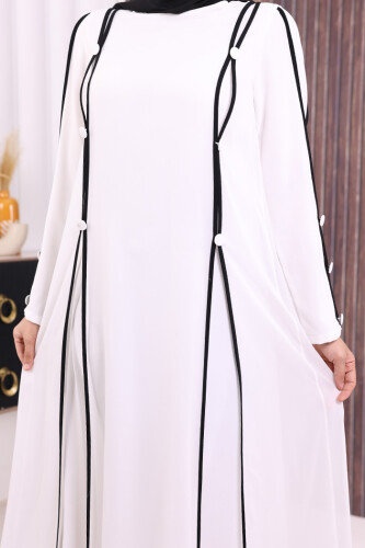 Düğme Detaylı Elbise 3919 Ekru - 5