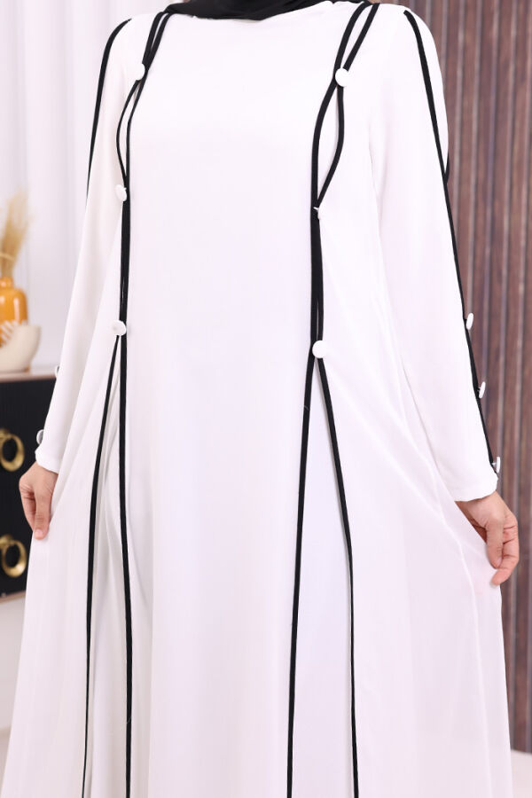 Düğme Detaylı Elbise 3919 Ekru - 5