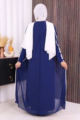 Düğme Detaylı Elbise 3919 Lacivert - 3