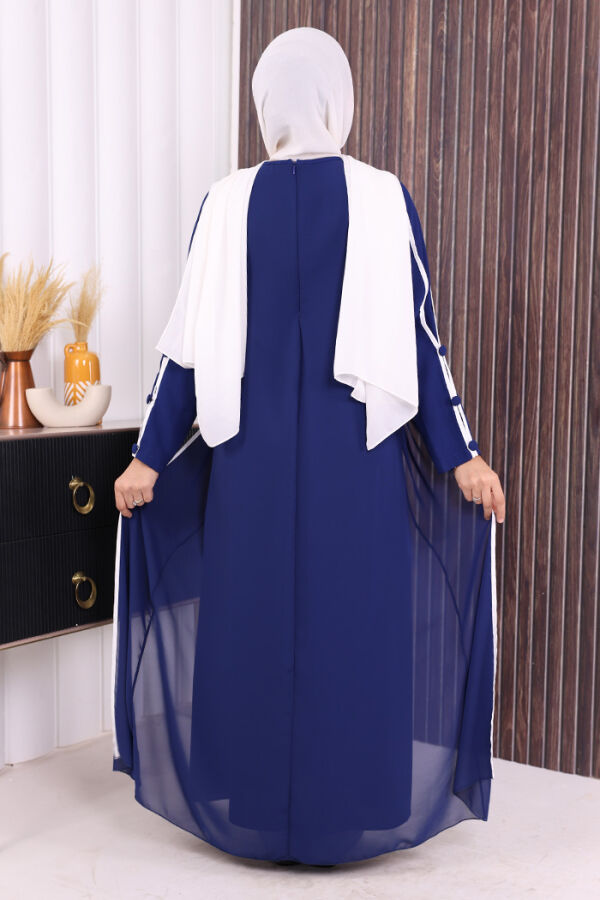 Düğme Detaylı Elbise 3919 Lacivert - 3