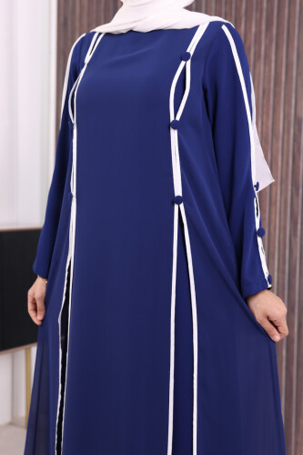 Düğme Detaylı Elbise 3919 Lacivert - 5