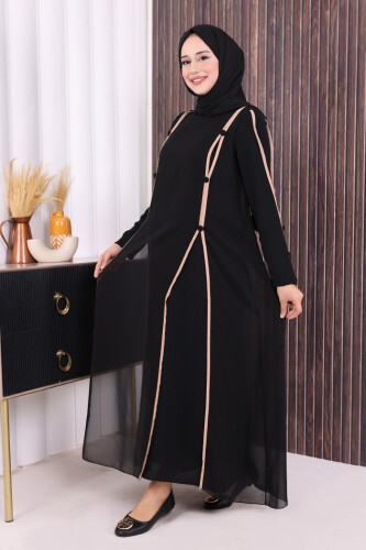 Düğme Detaylı Elbise 3919 Siyah - 3