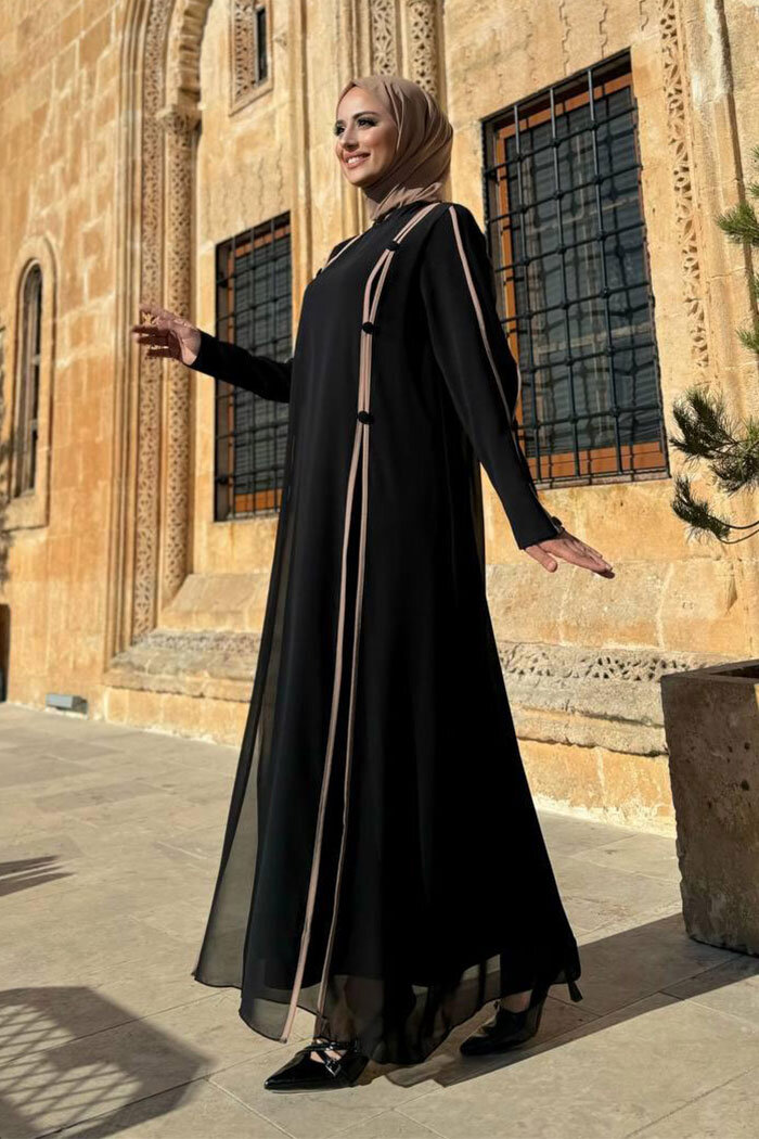 Düğme Detaylı Elbise 3919 Siyah - 7