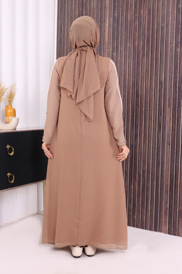 Düğme Detaylı Elbise 3919 Vizon - 4