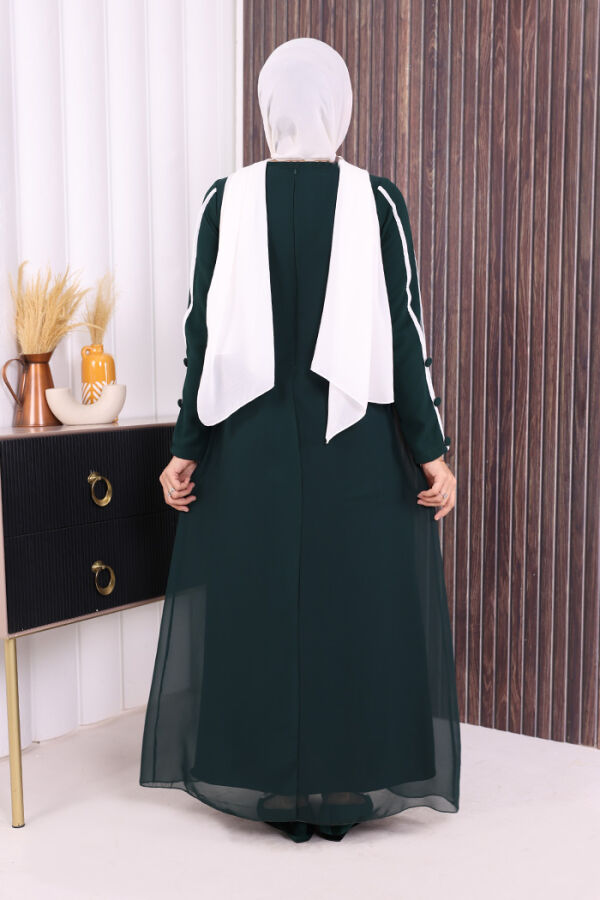 Düğme Detaylı Elbise 3919 Zümrüt - 4