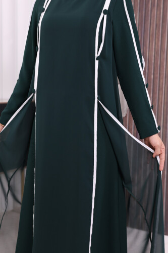 Düğme Detaylı Elbise 3919 Zümrüt - 6