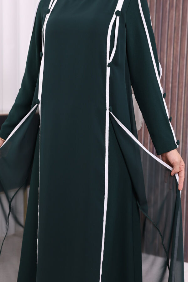 Düğme Detaylı Elbise 3919 Zümrüt - 6