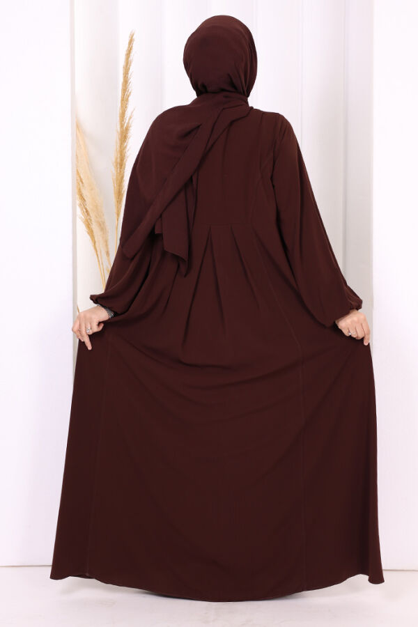 Düğme Detaylı Elbise 6028 Kahverengi - 3