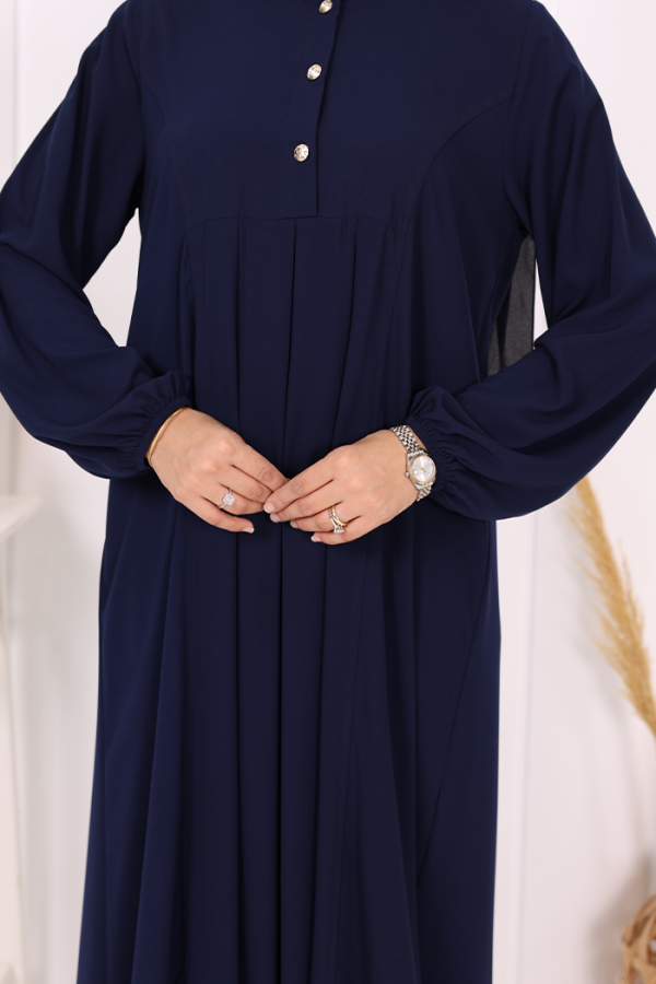 Düğme Detaylı Elbise 6028 Lacivert - 2