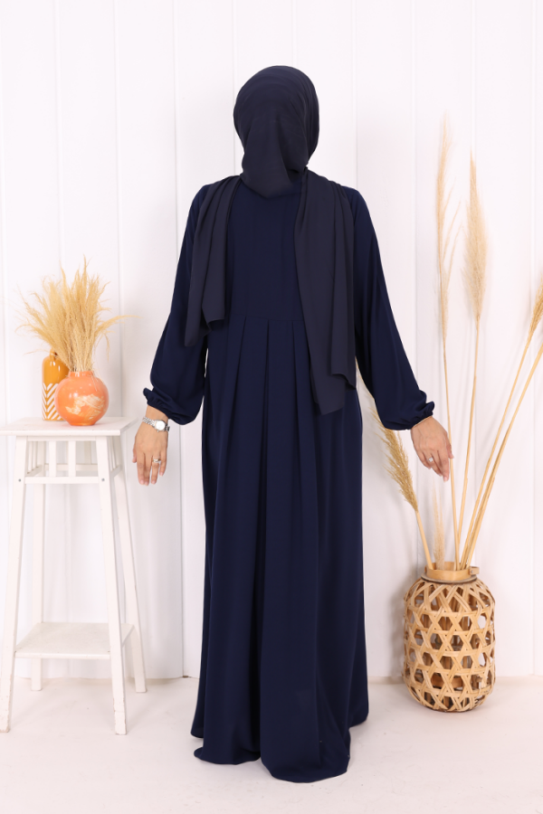 Düğme Detaylı Elbise 6028 Lacivert - 4