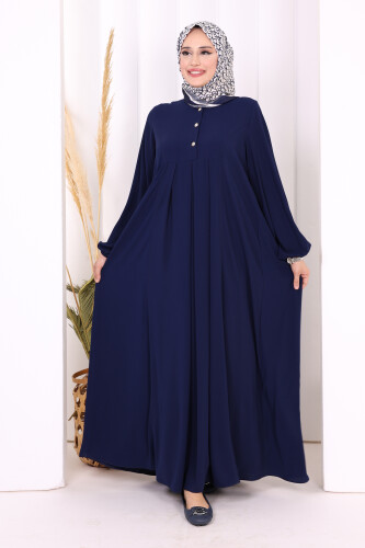 Düğme Detaylı Elbise 6028 Lacivert 