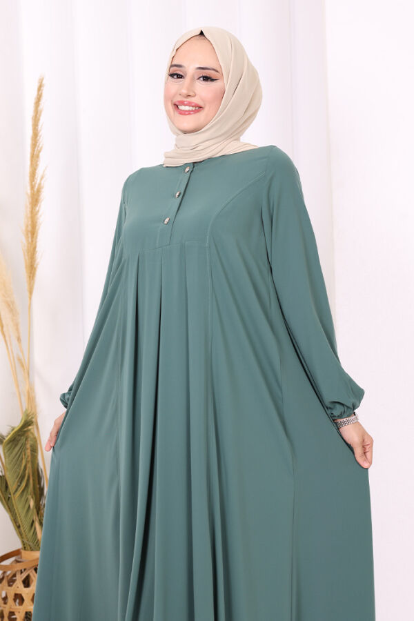 Düğme Detaylı Elbise 6028 Mint - 4