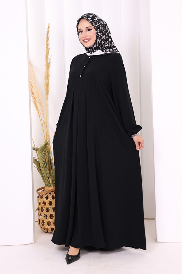 Düğme Detaylı Elbise 6028 Siyah - 2