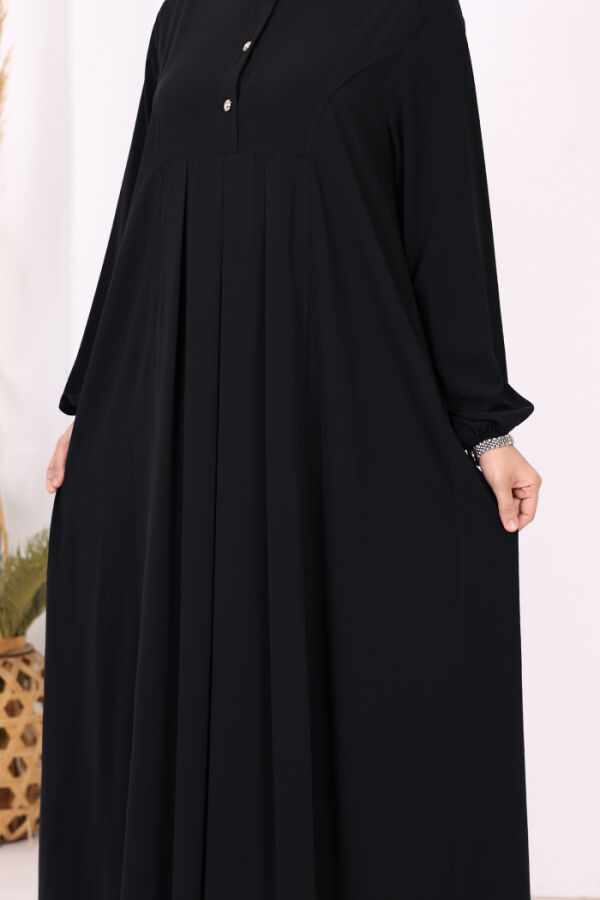 Düğme Detaylı Elbise 6028 Siyah - 5