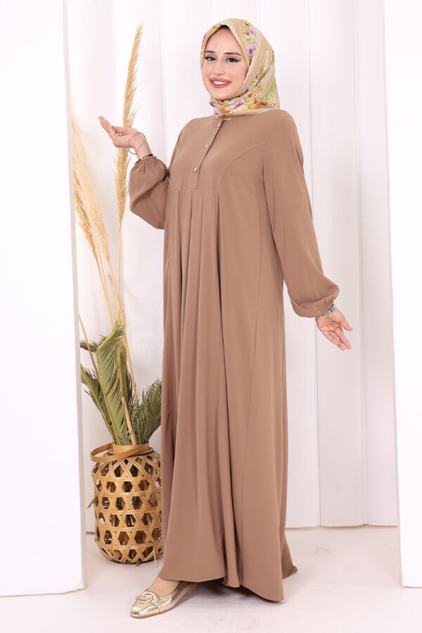 Düğme Detaylı Elbise 6028 Vizon - 4