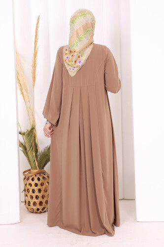 Düğme Detaylı Elbise 6028 Vizon - 5