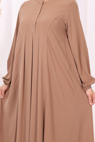 Düğme Detaylı Elbise 6028 Vizon - 7