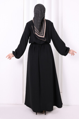 Düğme Detaylı Elbise 6097 Siyah - 4