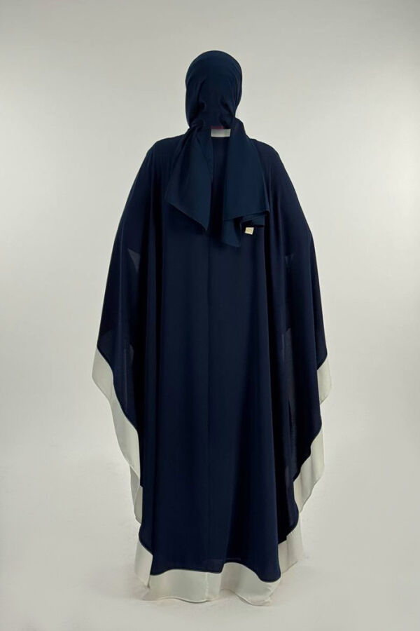 Düğme Detaylı Pelerin 70024 Lacivert-ekru - 2