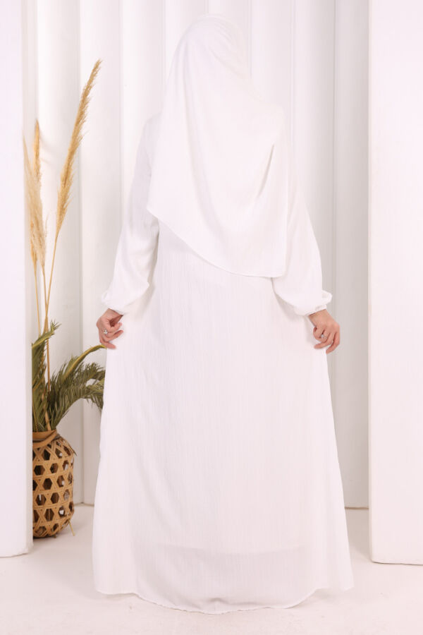 Düğme Detaylı Şallı Ferace 7058 Ekru - 5