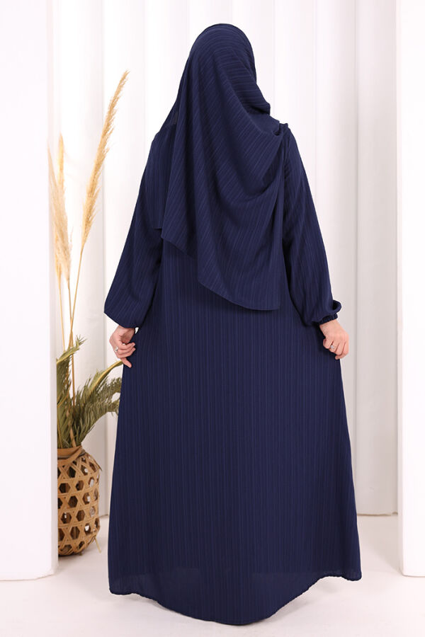 Düğme Detaylı Şallı Ferace 7058 Lacivert - 7