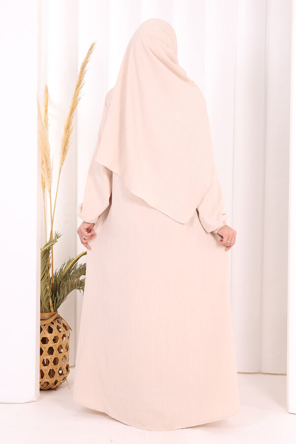 Düğme Detaylı Şallı Ferace 7058 Taş - 5