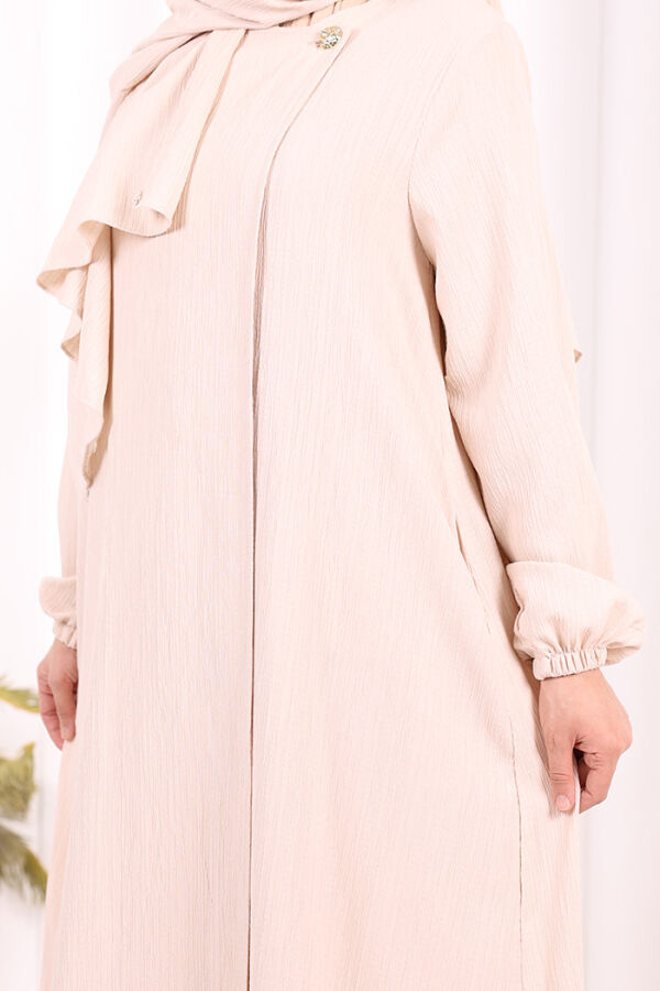 Düğme Detaylı Şallı Ferace 7058 Taş - 7