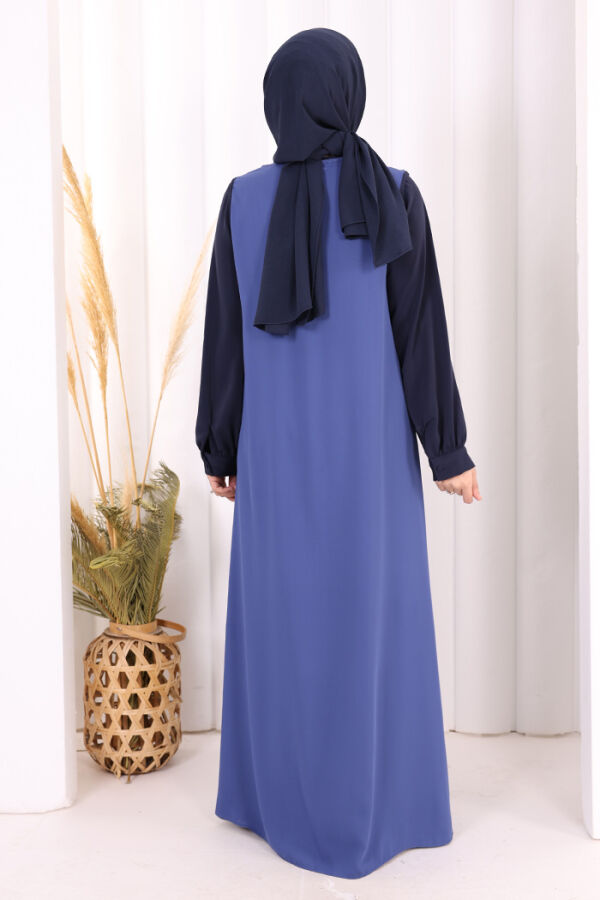 Düğme Detaylı Yelekli Elbise Takım 7060 Lacivert - 4