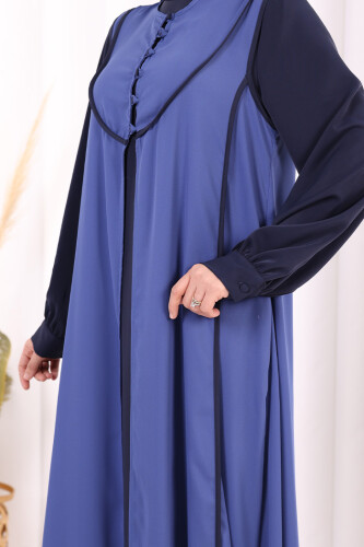 Düğme Detaylı Yelekli Elbise Takım 7060 Lacivert - 6