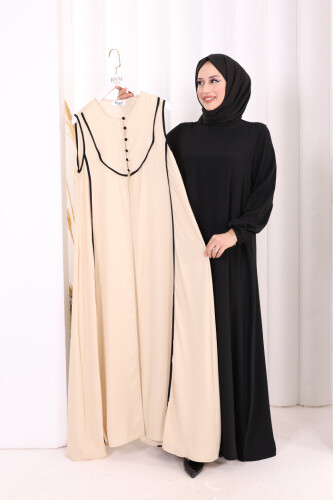 Düğme Detaylı Yelekli Elbise Takım 7060 Siyah